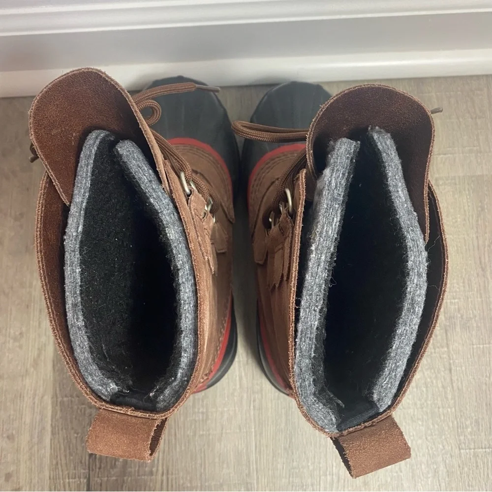 Sorel Brown Suede Rubber Sudbury Snow Winter Boot Waterproof Rubber Lace Up Sz 7